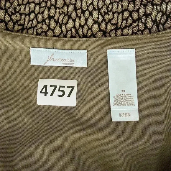 Babydoll Sheer Top Size 3X Brown Animal Print Short Sleeve Y2K Faux Wrap - Picture 5 of 9